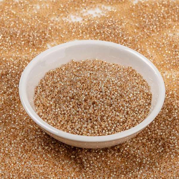 

PandaHall MIYUKI Round Rocailles Beads, Japanese Seed Beads, 15/0, (RR580) Dyed Peach Silver Lined Alabaster, 1.5mm, Hole: 0.7mm, about..., Orange