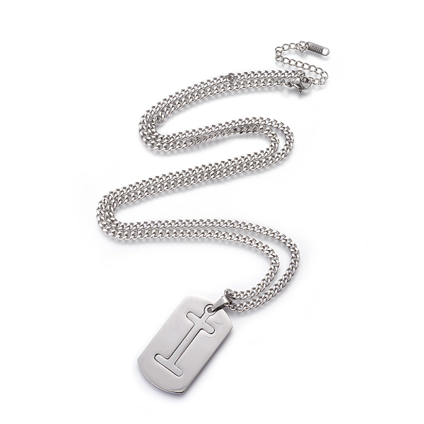 

PandaHall 304 Stainless Steel Split Initial Pendant Necklaces, with Lobster Claw Clasps and Curb Chains, Rectangle with Letter, Letter.I...
