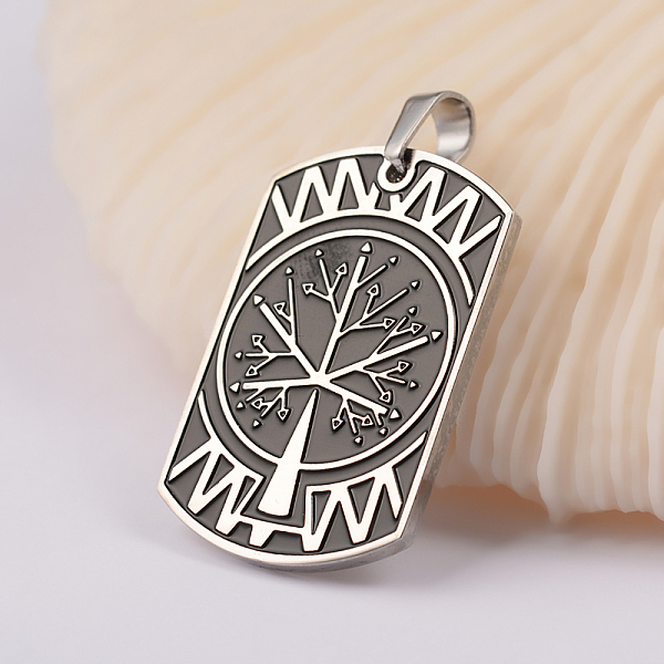 

PandaHall 304 Stainless Steel Enamel Pendants, Rectangle with Tree, Antique Silver, 40x21.5x2mm, Hole: 5x6.5mm Stainless Steel+Enamel...