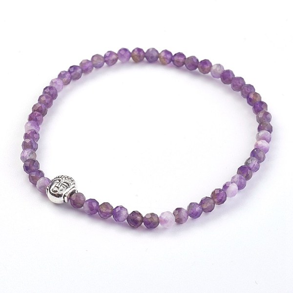 

PandaHall Natural Amethyst Stretch Bracelets, with Alloy Buddha Beads, 2-1/8 inch(5.4cm) Amethyst
