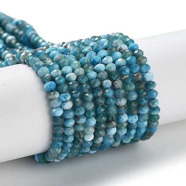 

PandaHall Natural Apatite Beads Strands, Faceted, Rondelle, 3x2mm, Hole: 0.6mm, about 198pcs/strand, 15.39''(39.1cm) Apatite Rondelle