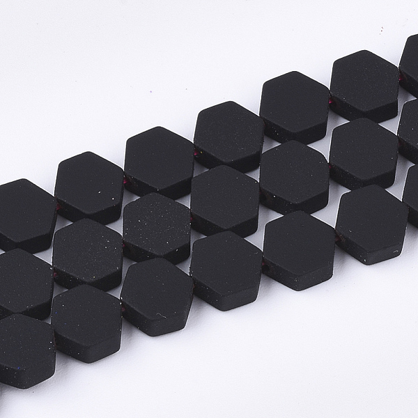 

PandaHall Spray Painted Non-magnetic Synthetic Hematite Beads Strands, Hexagon, Black, 6.5x6x2.5mm, Hole: 1mm, about 66pcs/strand, 15.7 inch...