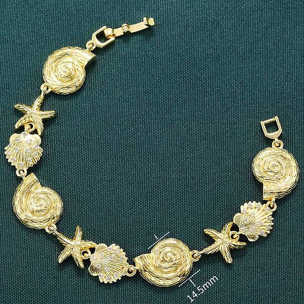 Bracelets à maillons en laiton micro pavé en zircone cubique transparente en forme d'étoile de mer et de coquillage