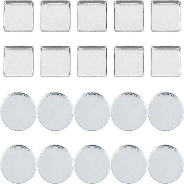 

PandaHall Olycraft Empty Aluminum Palette Pans, Eyeshadow Blush Lipstick Organizer, for Cosmetic Palettes, Round & Square, Silver...