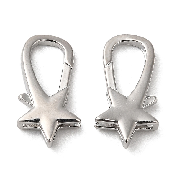 

PandaHall Brass Lobster Claw Clasps, Nickel Free, Star, Real Platinum Plated, 17.5x9x3mm Brass Star