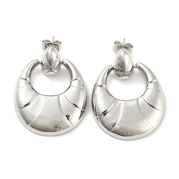 

PandaHall Brass Dangle Stud Earrings, Croissant, Platinum, 33x24.5mm Brass Horn