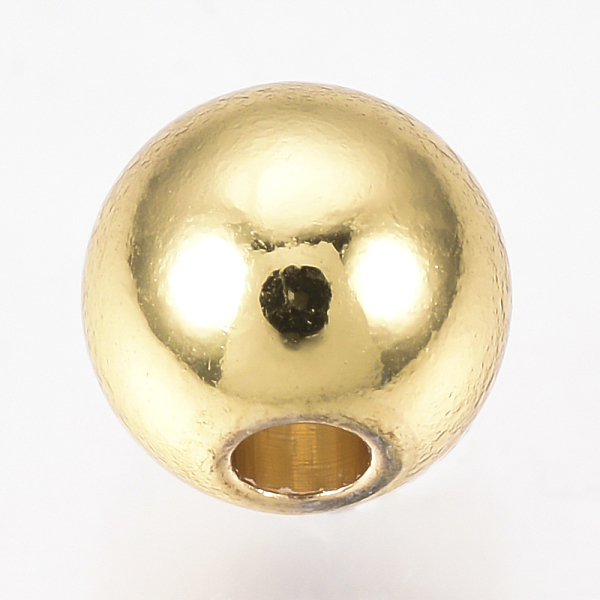 

PandaHall Brass Beads, Round, Golden, 8mm, Hole: 1.6~1.8mm Brass Round