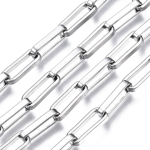 

PandaHall 304 Stainless Steel Rectangle Cable Chains, with Spool, Unwelded, Stainless Steel Color, 11.5x4x2mm, about 82 Feet(25m)/roll 304...