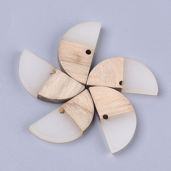 

PandaHall Resin & Wood Semi Circle Pendants, Half Round, WhiteSmoke, 14x28x3~3.5mm, Hole: 2mm Resin+Wood Half Round White