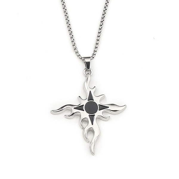 

PandaHall 201 Stainless Steel Chain, Zinc Alloy and Enamel Pendant Necklaces, Flame Cross, Stainless Steel Color, 23.43 inch(59.5cm) 201...
