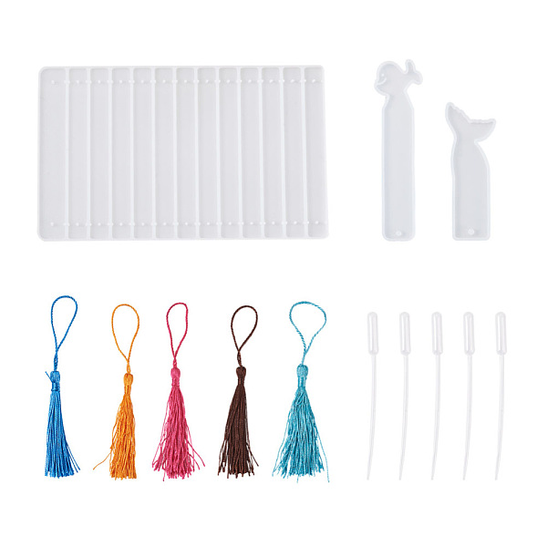 

PandaHall Boutigem 39Pcs DIY Silicone Bookmark Molds, with Polyester Tassel Decorations, Disposable Plastic Transfer Pipettes, Plastic..., Multicolor