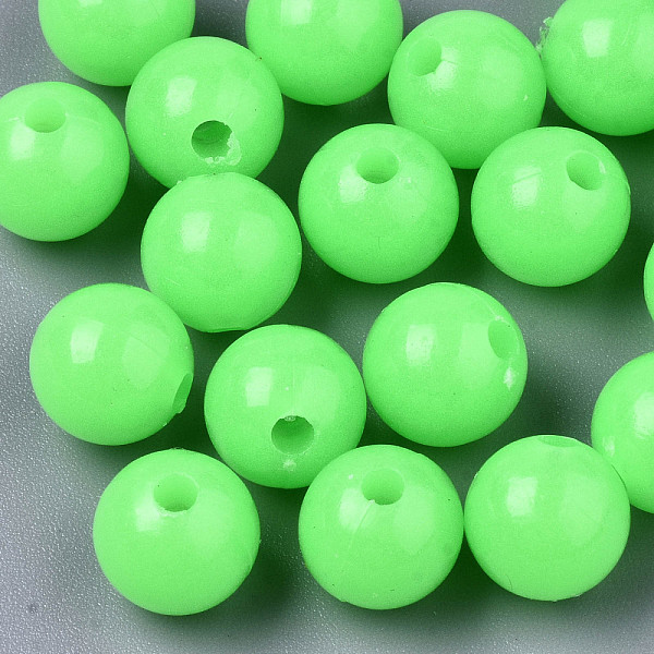 

PandaHall Luminous Acrylic Beads, Glow in the Dark, Round, Lime, 10mm, Hole: 2.5mm, about 950pcs/500g Acrylic Round Green