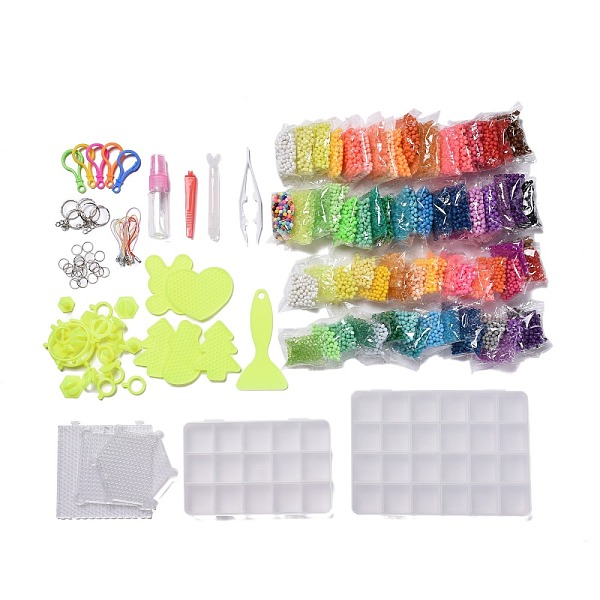 PandaHall DIY 36 Colors 11000Pcs 4mm PVA Round Water Fuse & Crystal Beads Kits for Kids, Including Scraper Knife, Spray Bottle, Pattern...