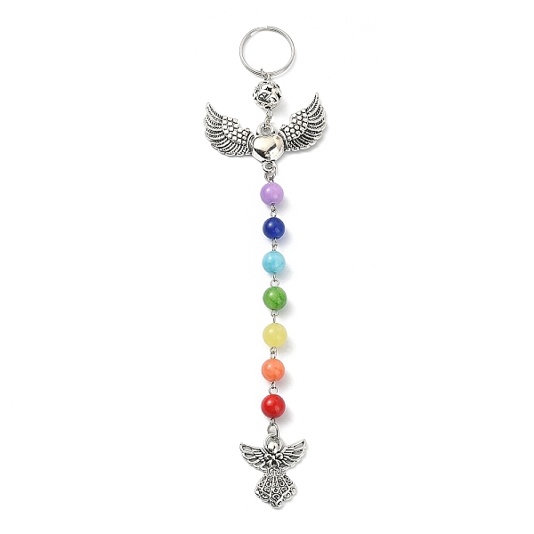 

PandaHall Wing Alloy Pendant Keychains, with 7 Chakra Gemstone Beads for Women Bag Car Key Pendant Decoration, Angel & Fairy, 18.6x4.45cm...