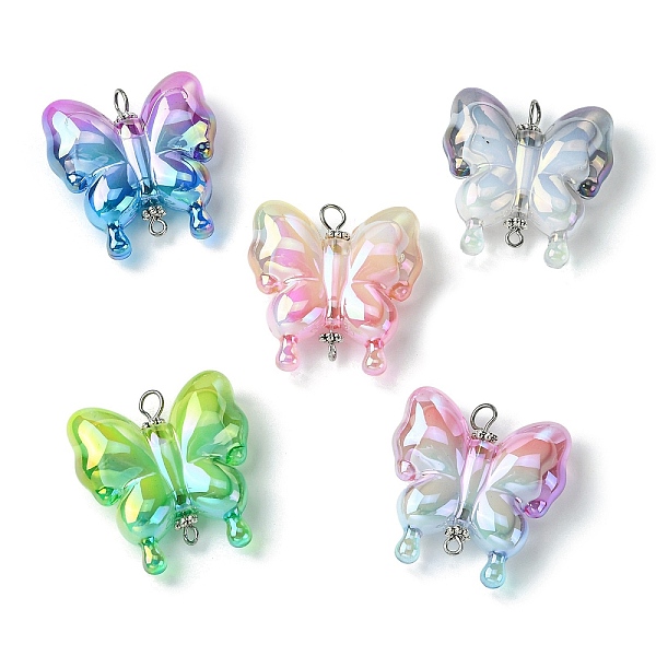 

PandaHall UV Plating Rainbow Iridescent Acrylic Connector Charms, Butterfly Links, Mixed Color, Stainless Steel Color, 30x29.5x9mm, Hole..., Multicolor