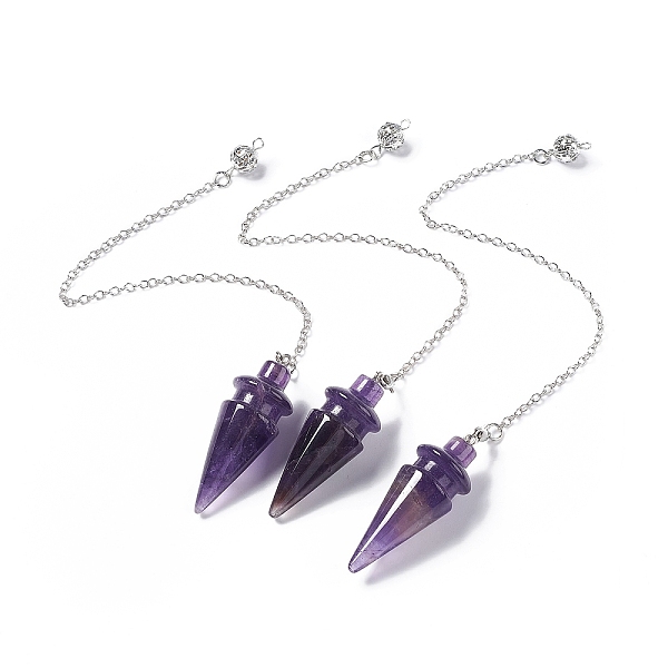 Natural Amethyst Pointed Dowsing Pendulums