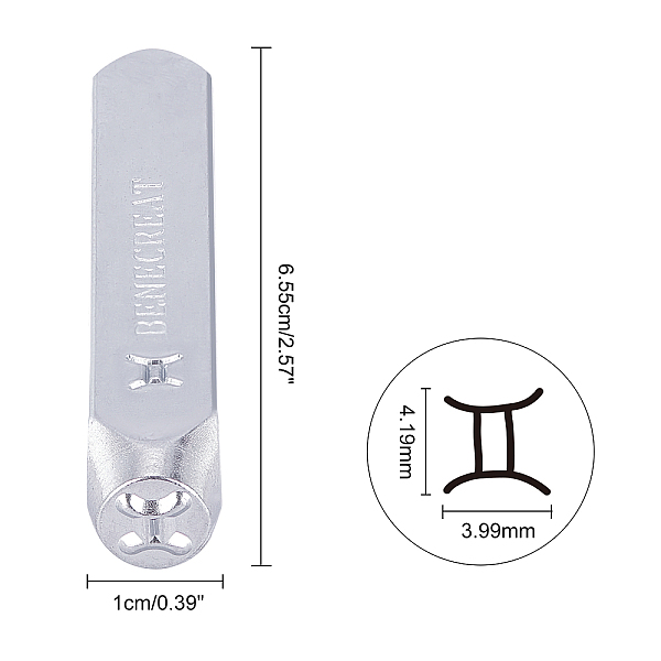 

PandaHall Iron Seal Stamps, Stamping Tools, for Leather Craft, 12 Constellations Patterns, Gemini, 65.5x10mm Iron Gemini