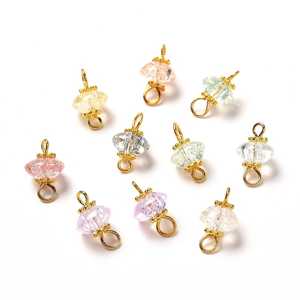 

PandaHall Crackle Glass Links Connectors, with Golden Brass Findings, Rondelle, Mixed Color, 13.5x8mm, Hole: 1.8mm and 2.8mm Glass Rondelle..., Multicolor