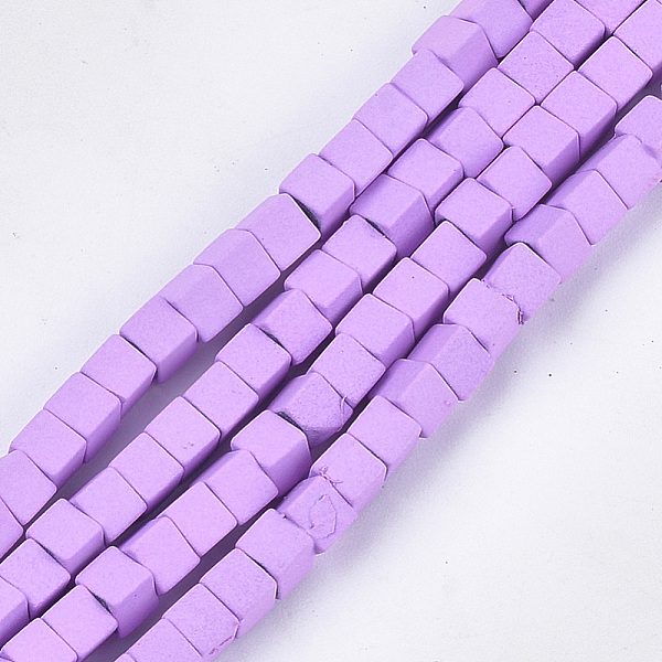 

PandaHall Spray Painted Non-magnetic Synthetic Hematite Beads Strands, Cube, Lilac, 4x4x4mm, Hole: 0.8mm, about 94~100pcs/strand, 15.5..., Purple