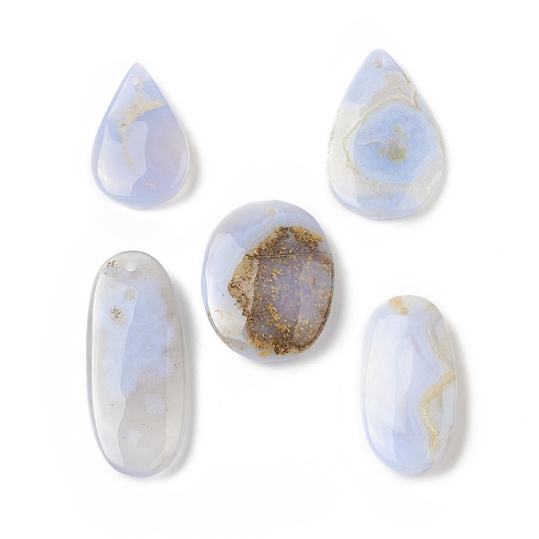 

PandaHall Natural Blue Lace Agate Pendants, Geometric Charms, Teardrop & Oval & Rectangle, Mixed Shapes, 38.5~56.5x23.5~31.5x6.5~10mm, Hole...