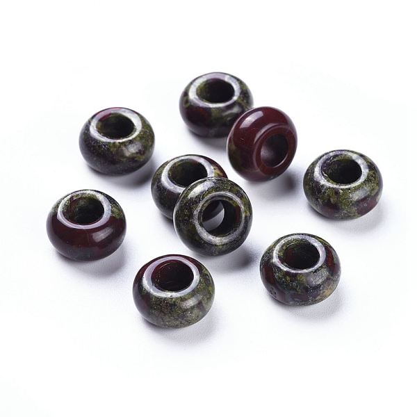

PandaHall Natural Dragon Bloodstone Beads, Rondelle, 14x8mm, Hole: 6mm Dragon Blood Rondelle