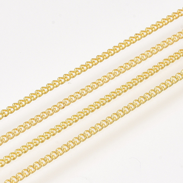 

PandaHall Iron Curb Chains, with Spool, Soldered, Golden, 1.6x1.2x0.3mm, about 100yard/roll Iron