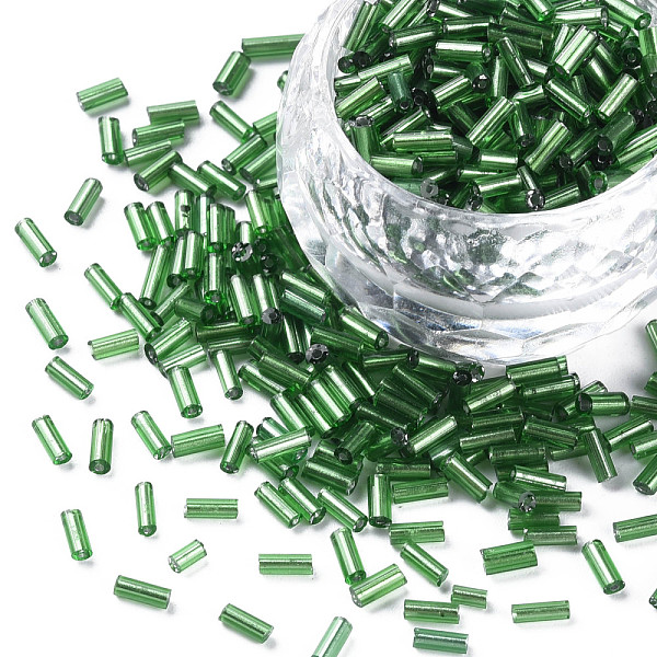 

PandaHall Tube AB-Color Plated Glass Bugle Beads, Transparent Colours Rainbow, Sea Green, 4~4.5x2mm, Hole: 1mm, about 450g/bag, 14000pcs/bag...