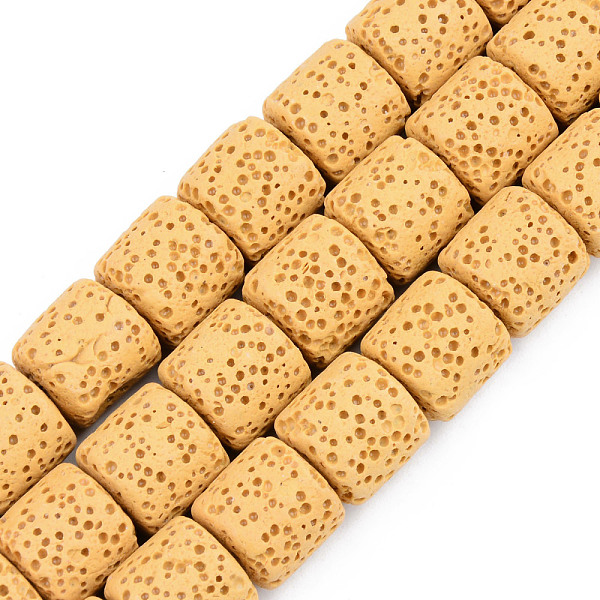 

PandaHall Synthetic Lava Rock Beads Strands, Dyed, Column, Gold, 10x10mm, Hole: 2mm, about 39pcs/strand, 15.35 inch(39cm) Lava Rock Column...