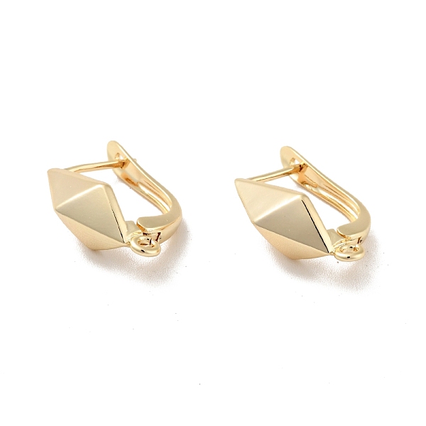 

PandaHall Faceted Rhombus Rack Plating Brass Hoop Earring Findings with Latch Back Closure, with Horizontal Loop, Long-Lasting Plated...