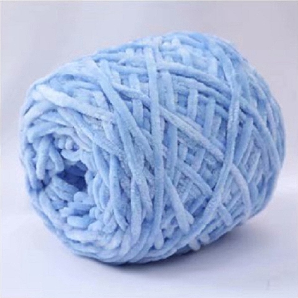 

PandaHall Wool Chenille Yarn, Velvet Cotton Hand Knitting Threads, for Baby Sweater Scarf Fabric Needlework Craft, Cornflower Blue, 5mm...