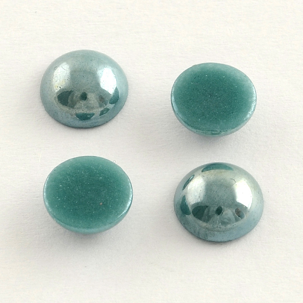 

PandaHall Pearlized Plated Opaque Glass Cabochons, Half Round/Dome, Dark Cyan, 11.5x5mm Glass Half Round Cyan