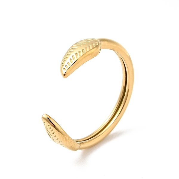 

PandaHall Ion Plating(IP) 304 Stainless Steel Leaf Open Cuff Ring for Women, Golden, US Size 7 3/4(17.9mm) 304 Stainless Steel