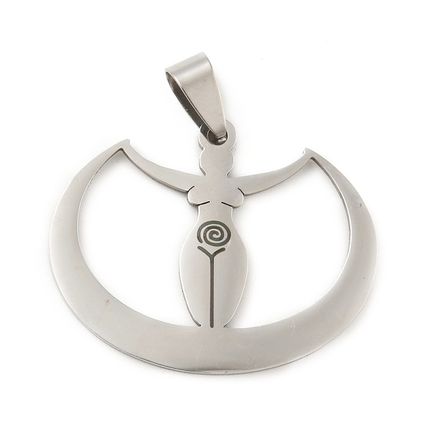 

PandaHall 201 Stainless Steel Pendants, Yoga Theme, Woman, Stainless Steel Color, 28x35x1.5mm, Hole: 8x4mm 201 Stainless Steel Human