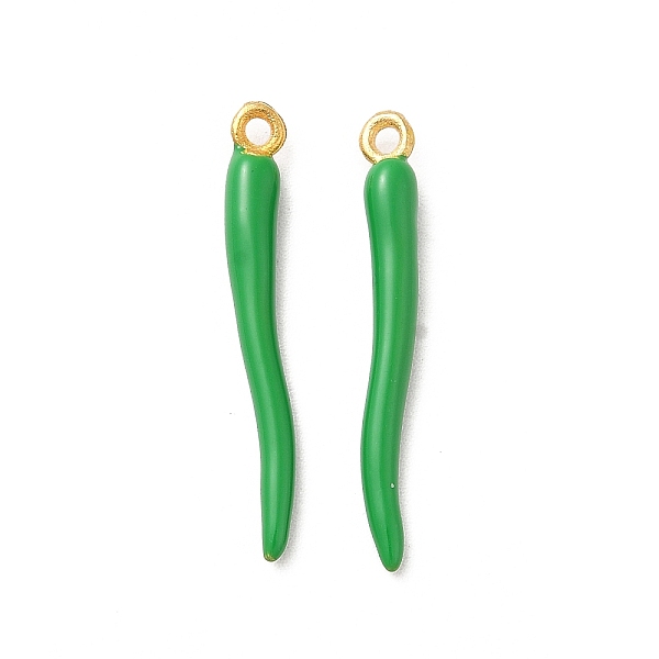 

PandaHall Alloy Enamel Pendants, Cadmium Free & Lead Free, Horn of Plenty/Italian Horn Cornicello, Golden, Green, 25x3x3mm, Hole: 1.5mm...