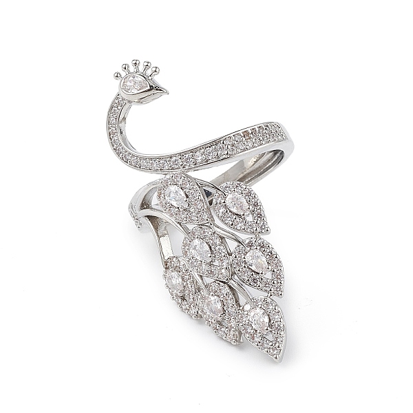 

PandaHall Clear Cubic Zirconia Peacock Adjustable Ring, Brass Jewelry for Women, Lead Free & Cadmium Free, Platinum, Inner Diameter: 17mm...