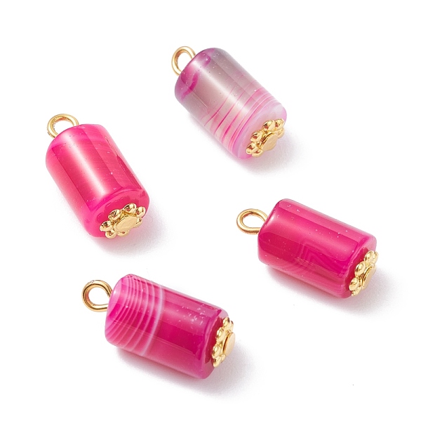 

PandaHall Dyed Natural Agate Pendants, with Alloy Daisy Spacer Beads and Iron Flat Head Pin, Golden, Column, 17.5~18x8mm, Hole: 2.3mm...
