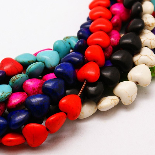

PandaHall Heart Synthetic Turquoise Beads Strands, Dyed, Mixed Color, 12x12x5mm, Hole: 1mm, about 36pcs/strand, 15.7 inch Synthetic..., Multicolor