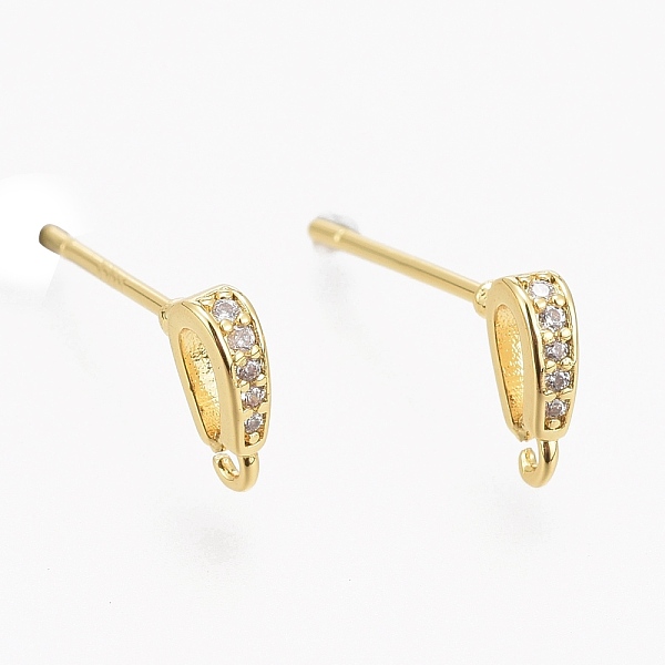 

PandaHall Brass Micro Pave Clear Cubic Zirconia Stud Earring Findings, with Silicone Ear Nuts, with Loop, Long-Lasting Plated, Teardrop...