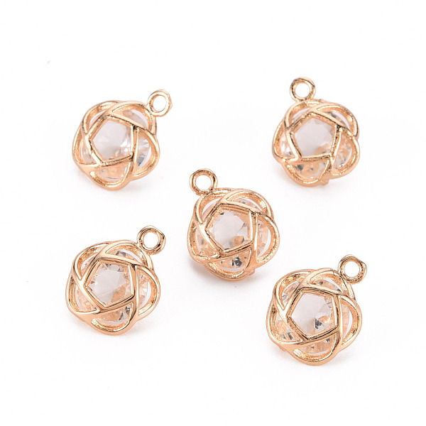 

PandaHall Glass Charms, with Golden Tone Brass Findings, Faceted, Flower, Clear, 13x10.5x6mm, Hole: 1.5mm Brass+Glass Flower Clear