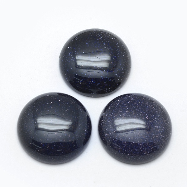 

PandaHall Synthetic Blue Goldstone Cabochons, Half Round, 24.5~25x4~7mm Blue Goldstone Half Round