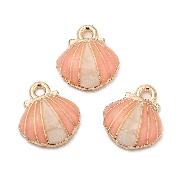 

PandaHall Alloy Enamel Charms, Shell, Light Gold, Pink, 12.5x11.5x3mm, Hole: 1.4mm Alloy+Enamel Shell Shape Pink