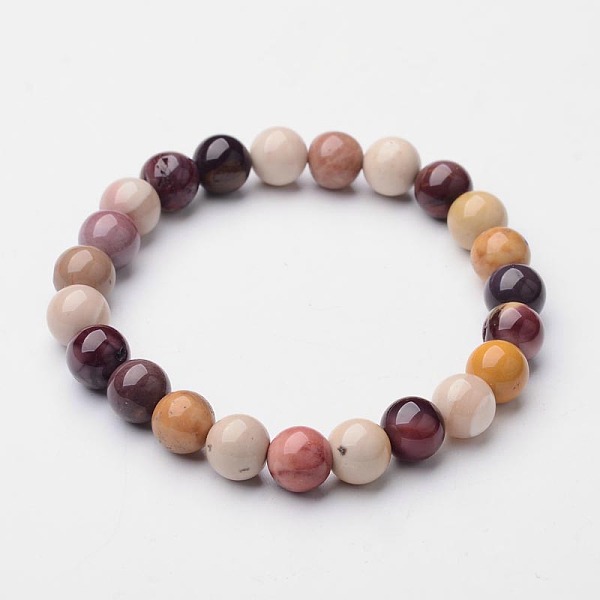 Natural Mookaite Beaded Stretch Bracelets