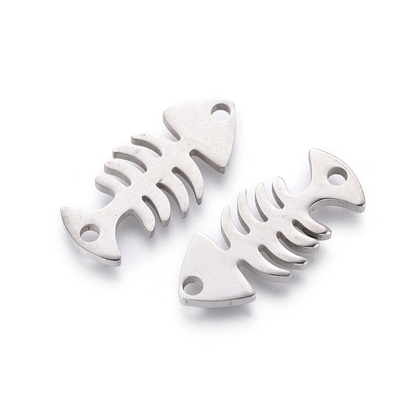 

PandaHall 201 Stainless Steel Links, Manual Polishing, Fishbone, Stainless Steel Color, 21x10x1.5mm, Hole: 1.6mm 201 Stainless Steel Fish