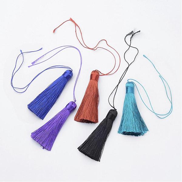 

PandaHall Nylon Tassel Pendant Decorations, Mixed Color, 79x12mm Nylon Multicolor