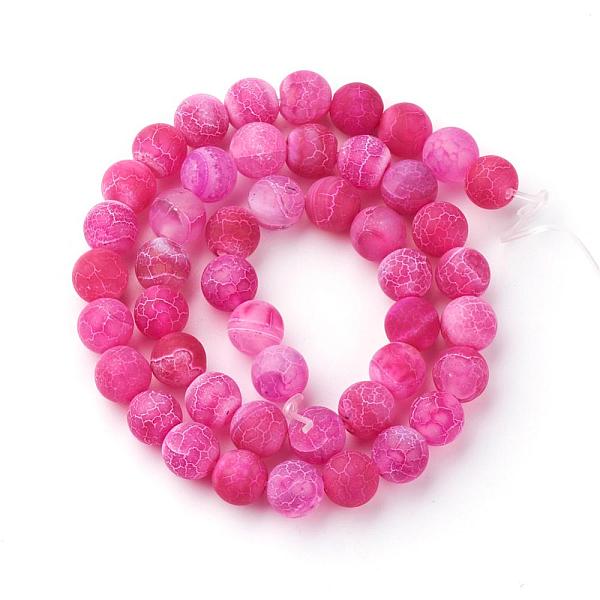 

PandaHall Natural Fire Crackle Agate Bead Strands, Frosted, Dyed, Round, Deep Pink, 10mm, Hole: 1.5mm, about 38pcs/strand, 15.1 inch Fire...
