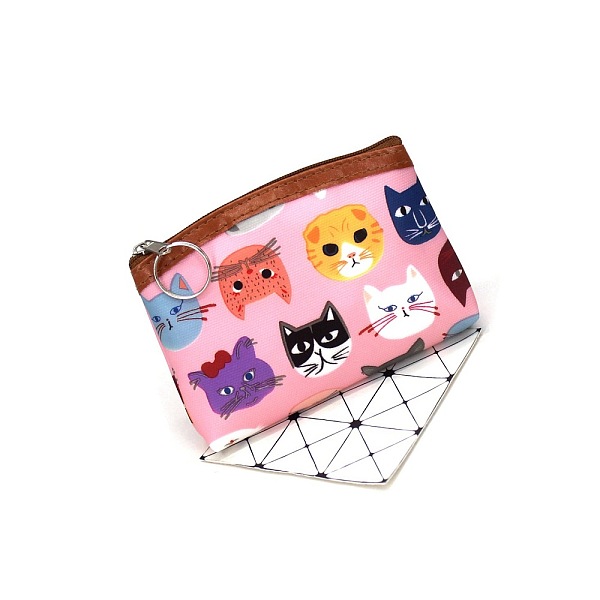 

PandaHall Cat Pattern Cloth Clutch Bags, Change Purse with Zipper, for Women, Rectangle, Pink, 12x8cm Cloth Cat Shape Pink