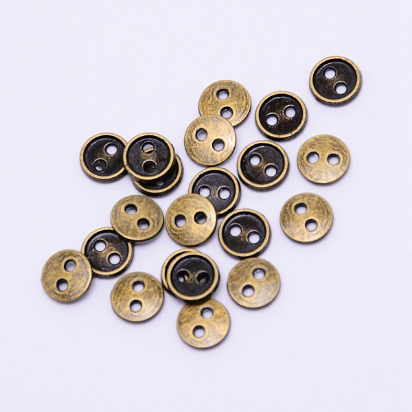 

PandaHall Alloy Mini Buttons, 2-Hole, Flat Round, Cadmium Free & Lead Free, Antique Bronze, 4x1.5mm, Hole: 0.8mm Alloy Flat Round