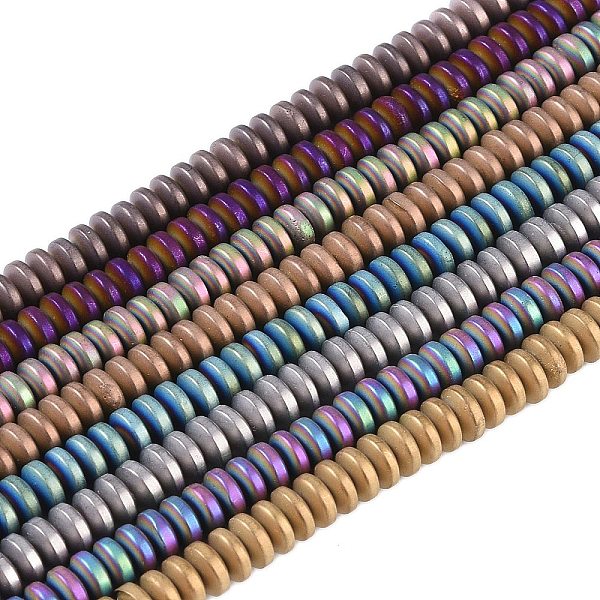

PandaHall Electroplated Synthetic Non-magnetic Hematite Beads Strands, Disc, Heishi Beads, Mixed Color, 6x3mm, Hole: 1mm, about...