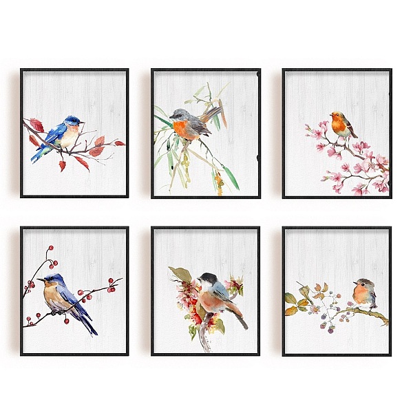 

PandaHall Chemical Fiber Oil Canvas Hanging Painting, Home Wall Decoration, Rectangle, Bird Pattern, 250x200mm, 6 style, 1pc/style, 6pcs/set...