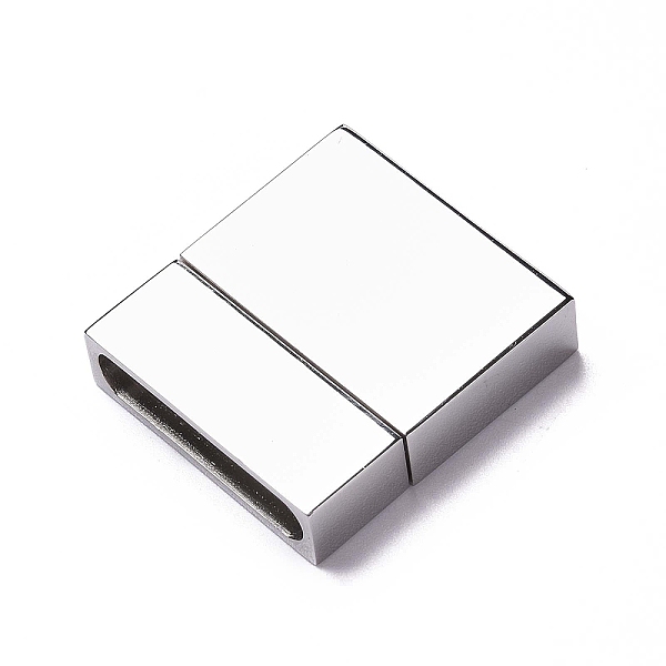 

PandaHall 304 Stainless Steel Magnetic Clasps with Glue-in Ends, Rectangle, Stainless Steel Color, 24~25.5x22x6mm, Hole: 4x20mm 304...
